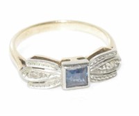 Art Deco 9ct gold, sapphire and diamond ring
