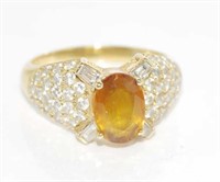 18ct yellow gold, orange sapphire & diamond ring