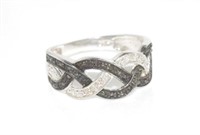 Good silver, black & white diamond ring
