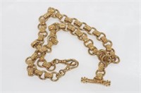 Vintage 9ct gold fancy link necklace with t-bar