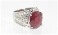14ct white gold, ruby & diamond ring