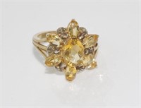 Good silver gilt and citrine ring