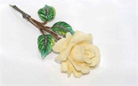 Vintage enamel, marcasite and ivory flower brooch