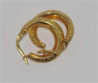 Engraved 9ct yellow gold hoop earrings