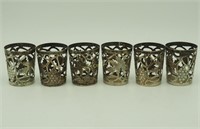 Vintage 6 Sterling Silver Shot Glass Holder