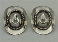 Vtg Mexico Sterling Silver R115 Hat Earrings