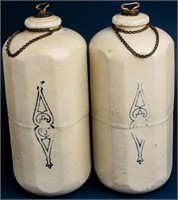 2 Antique Stoneware Crock Jugs Storage Bottles
