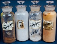 4 Antique Vintage Apothecary Bottles
