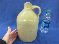 old 2 quart cream stone jug (chips)