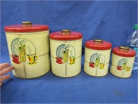 vintage 4 piece tin canister set (stackable)
