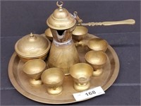 Brass or Bronze Metalware Serving Set on Tray