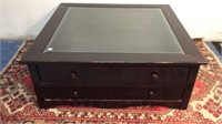 BEVELED GLASS TOP SQUARE COFFEE TABLE