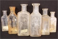 Group of 6 Old Medicine Bottles, All Embossed