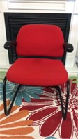 RED UPHOLSTERED OFFICE ARM CHAIR