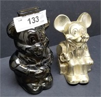 Glass & Metal Mickey Mouse Coin Banks