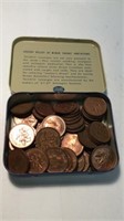 TIN OF CANADIAN COPPER PENNIES