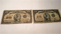 DOMINION OF CANADA 25 CENT BANK NOTE X 2