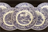 Set of 6 Currier & Ives Style 9.75" Blue & White P