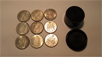 9 CANADA SILVER 50 CENT COINS