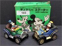Lever Action Wind-Up Mickey Mouse Cars
