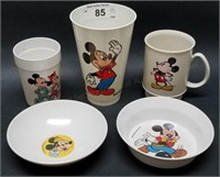 Group of Vintage Mickey Mouse Childs Dishes