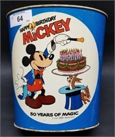 Happy Birthday Mickey Blue Trash Can by Chein