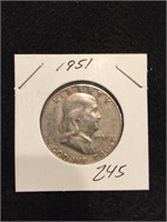 1951 Franklin Half Dollar 90% Silver