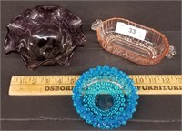 Colored Glass Lot: Blue Hobnail, Pink & Amethyst