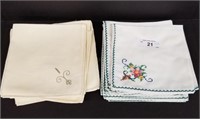 2 Sets of Embroidered Napkins