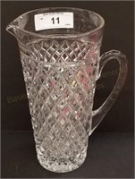 Tall Tapered Diamond Pattern Crystal Pitcher