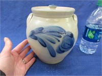 1991 wisconsin pottery crock with lid - 7inch tall