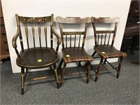 3 paint decorated antique side chairs