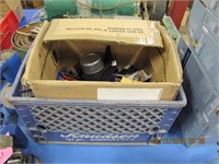 1 box of misc parts, tooling, misc metal pcs