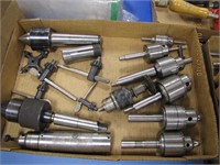 1 flat of 10 drill chucks & tool holders