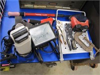 1 lot of vice grips, c-clamp, halogen light,