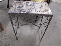 Metal marble top decorative side table 15.5"x9.75"
