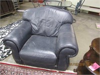 Black leather style side chair 48" wide