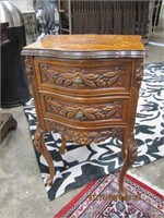 Ornate two drawer side table w/ Queen Ann style