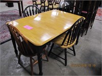 Wood dining table w/ removable top w/