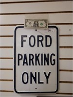 Heavy embossed metal Ford parking only sign