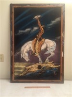 Native American Indian on Horse Fabric Painting