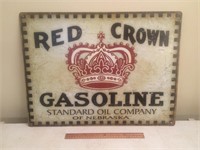Red Crown Gasoline Standard Oil Company Tin Sign