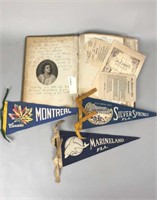 Religious scrap book and pennants