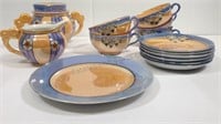 Opalescent cups & saucers, plate Cream & Sugar