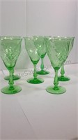 Vintage green glass stemware