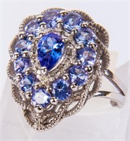 Jewelry Sterling Silver Tanzanite Diamond Ring