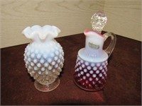 Fenton Hobnail Opalescent Cranberry Glass Small