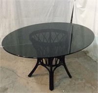 Black Oval Glass Top Table Y3A