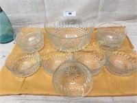 Vintage Arcoroc Pressed glass salad bowl set