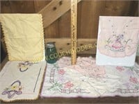 Assortment of embroidery runners & more